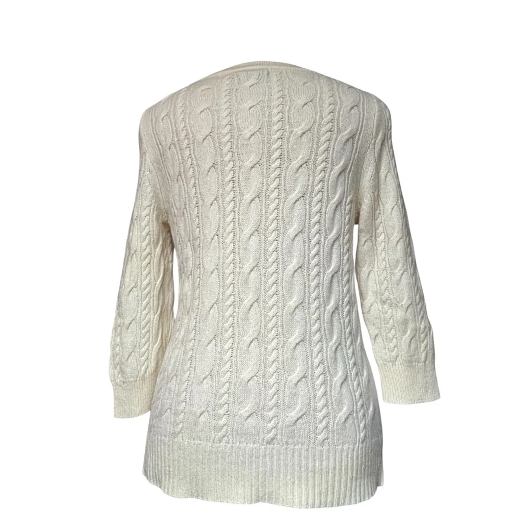 J. Crew Cream Cable Knit Crewneck Sweater